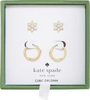 Kate Spade New York set of 2 faux pearl cluster hoop earrings