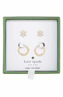 Kate Spade New York set of 2 faux pearl cluster hoop earrings