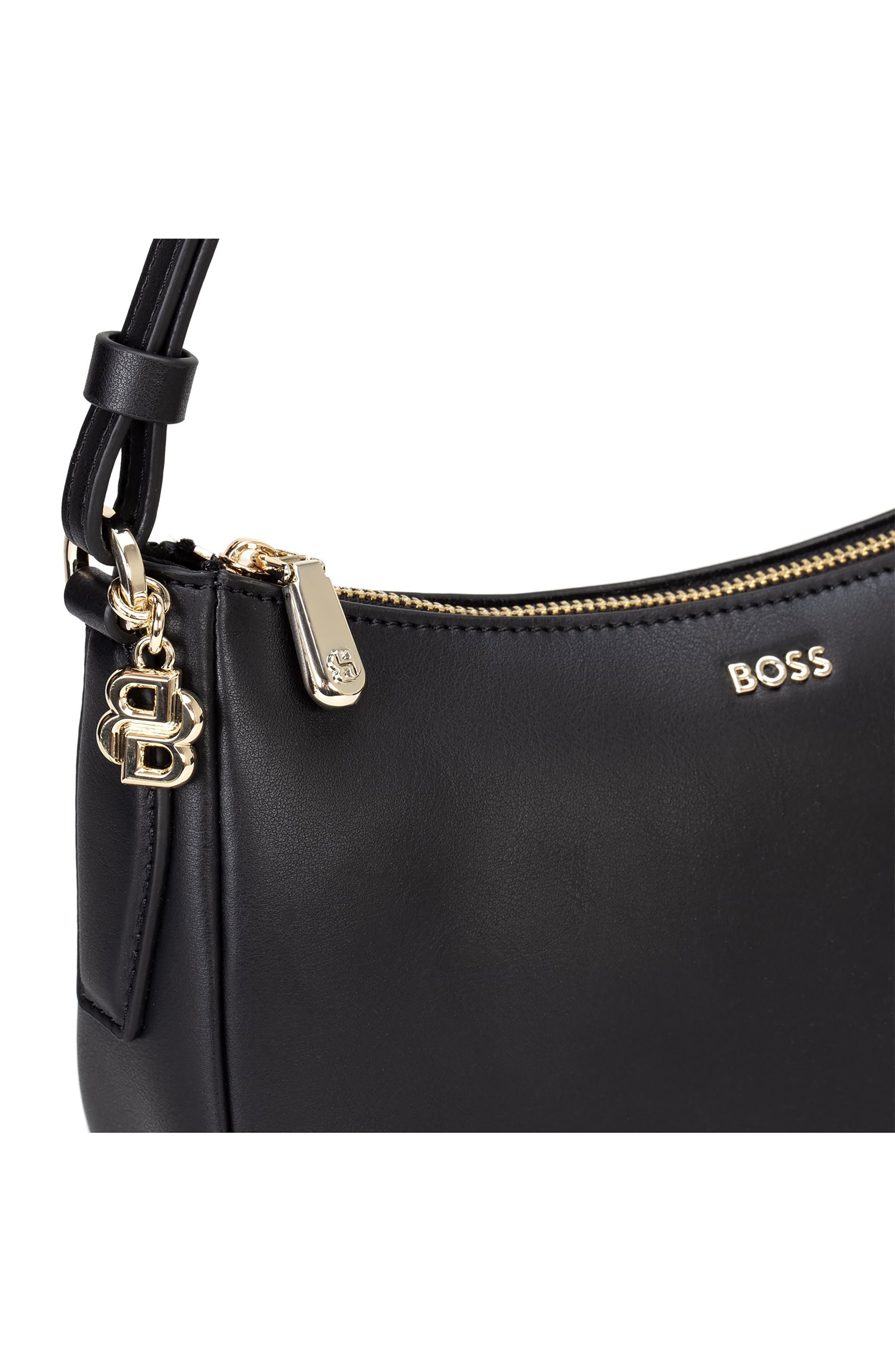 HUGO Mini Numah Leather Shoulder Bag, Alternate, color, Black