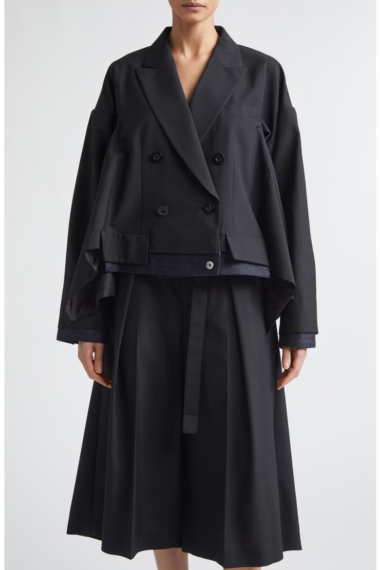 Double Breasted Suiting & Denim Jacket, Main, color, BLACK/ INDIGO