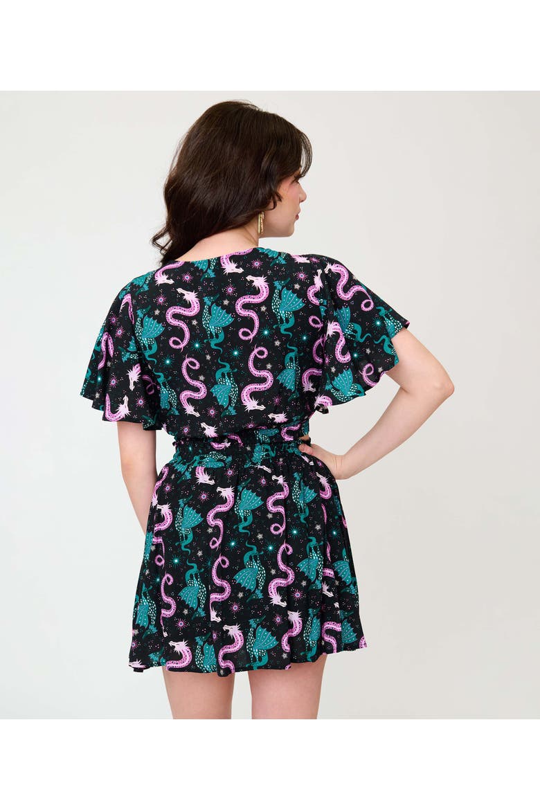 1960s Dottie Crop Top, Alternate, color, Black Dragon Print