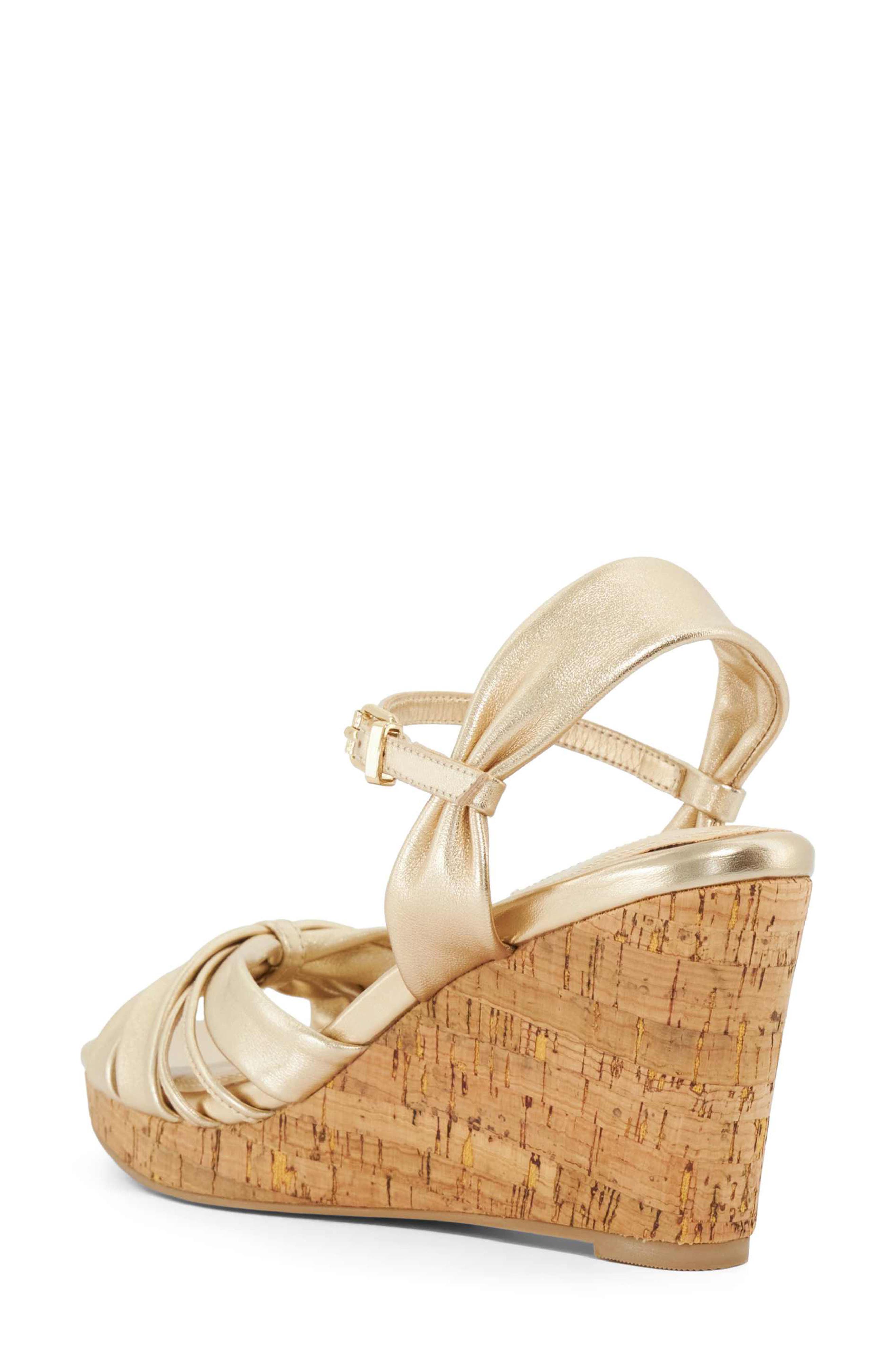 Dune London Kander Ankle Strap Platform Wedge Sandal, Alternate, color, Gold