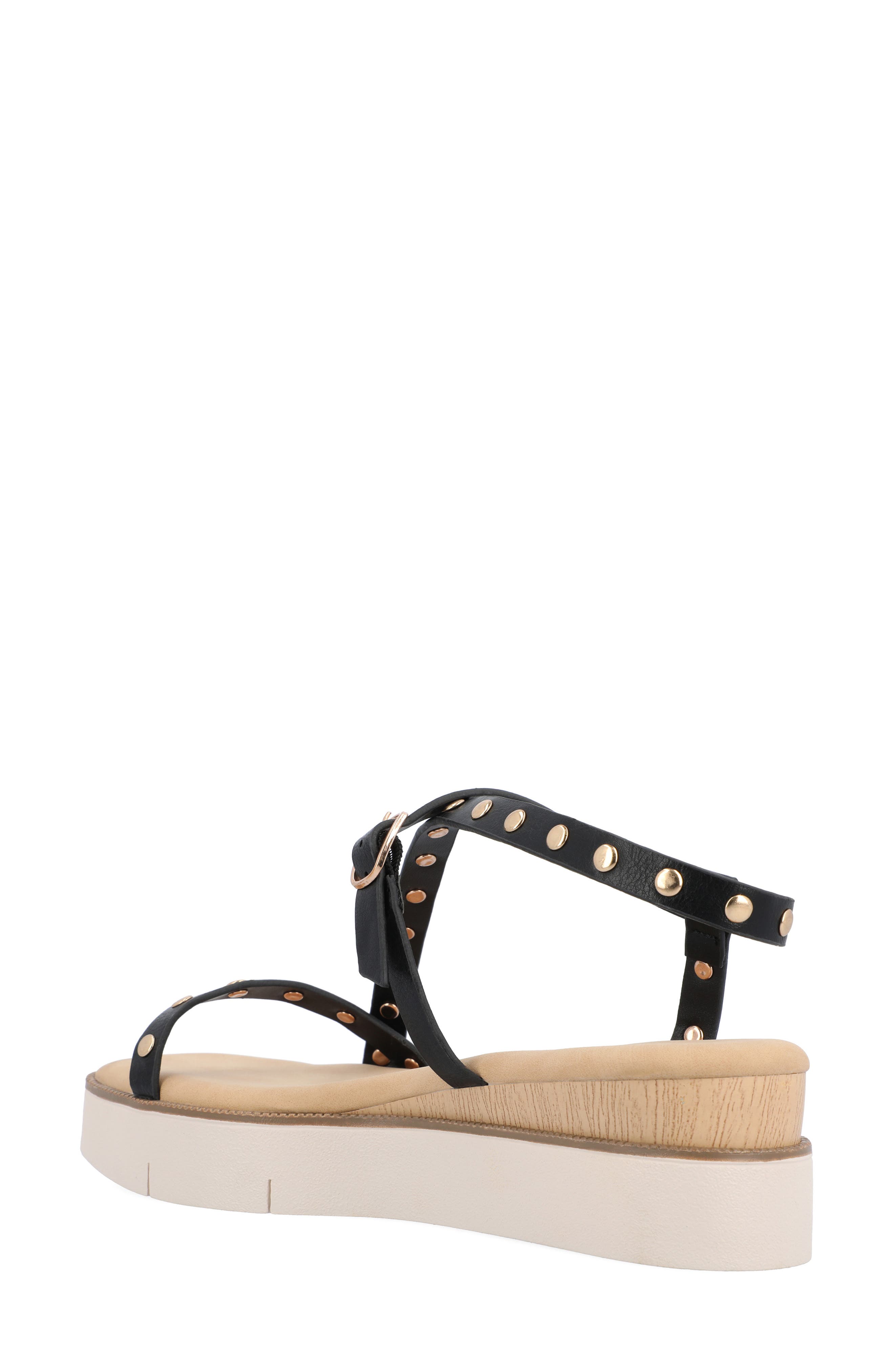 Journee Collection Lindsay Studded Platform Sandal, Alternate, color, Black
