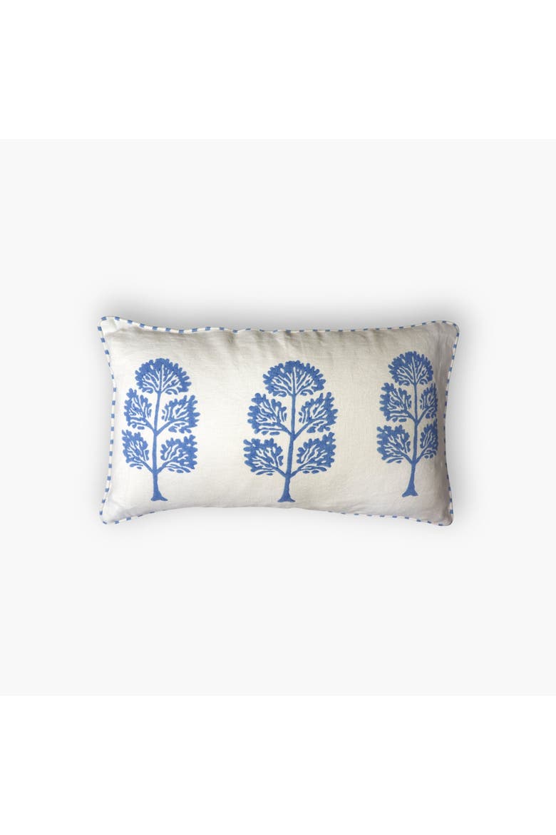 Neera Linen Hand-Printed Pillow Cover, Main, color, Blue