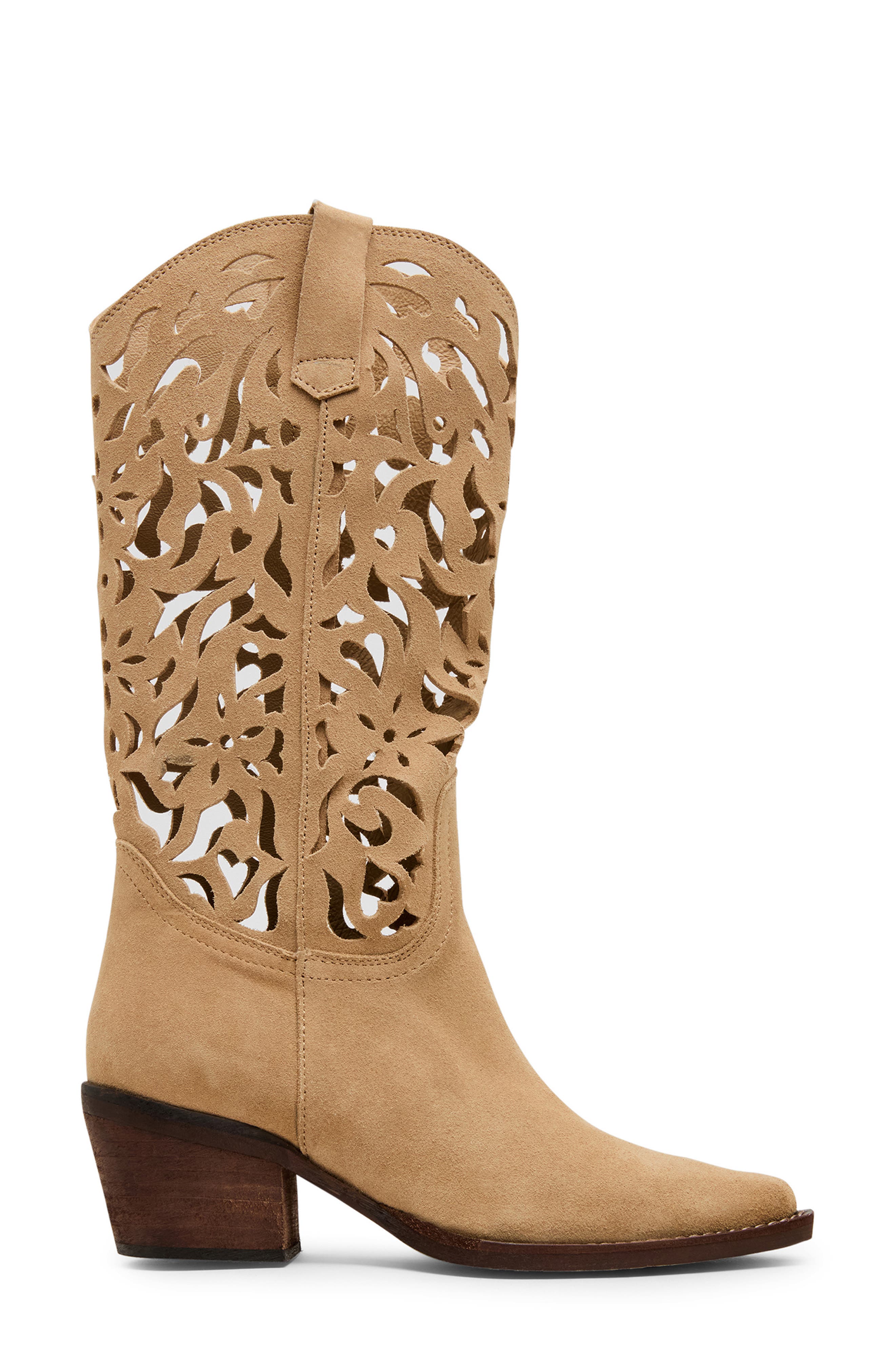 Steve Madden Albany Cutout Western Boot, Alternate, color, Taupe Suede