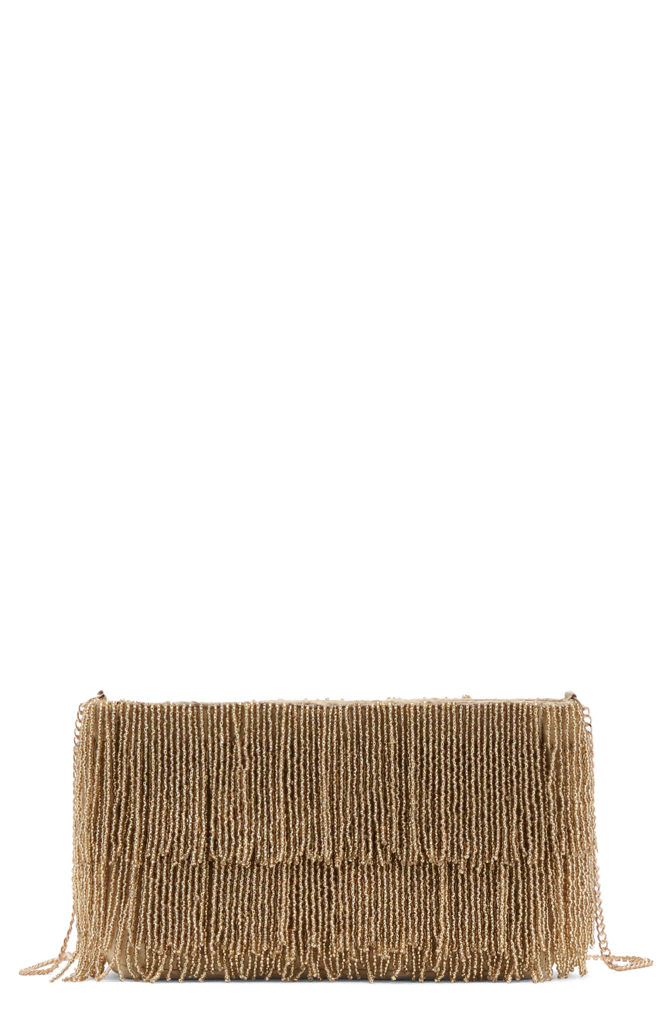 MANGO TEEN Beaded Clutch, Main, color, Gold
