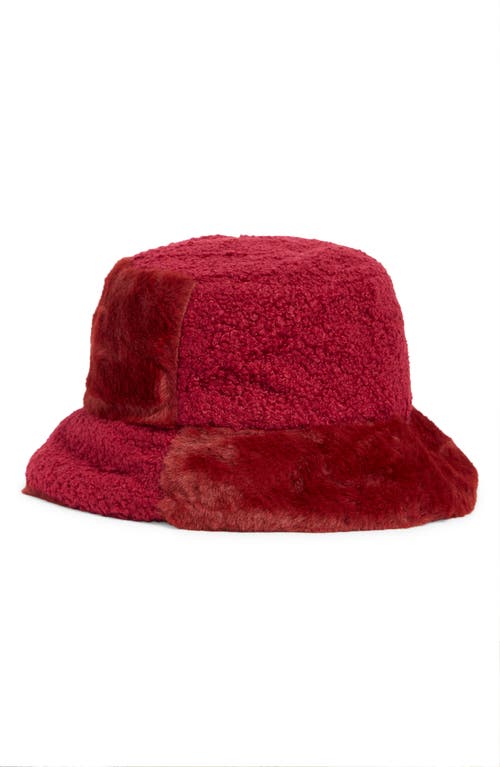 Nanette Lepore Faux Fur Mixed Media Bucket Hat In Red
