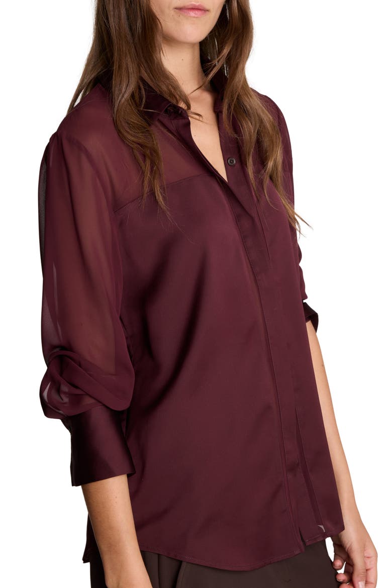 Sheer Panel Long Sleeve Shirt, Alternate, color, SUGAR BEET