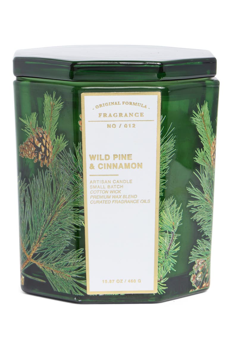 Wild Pine & Cinnamon Scented Hex Jar Candle, Main, color, WILD PINE N CINNAMON