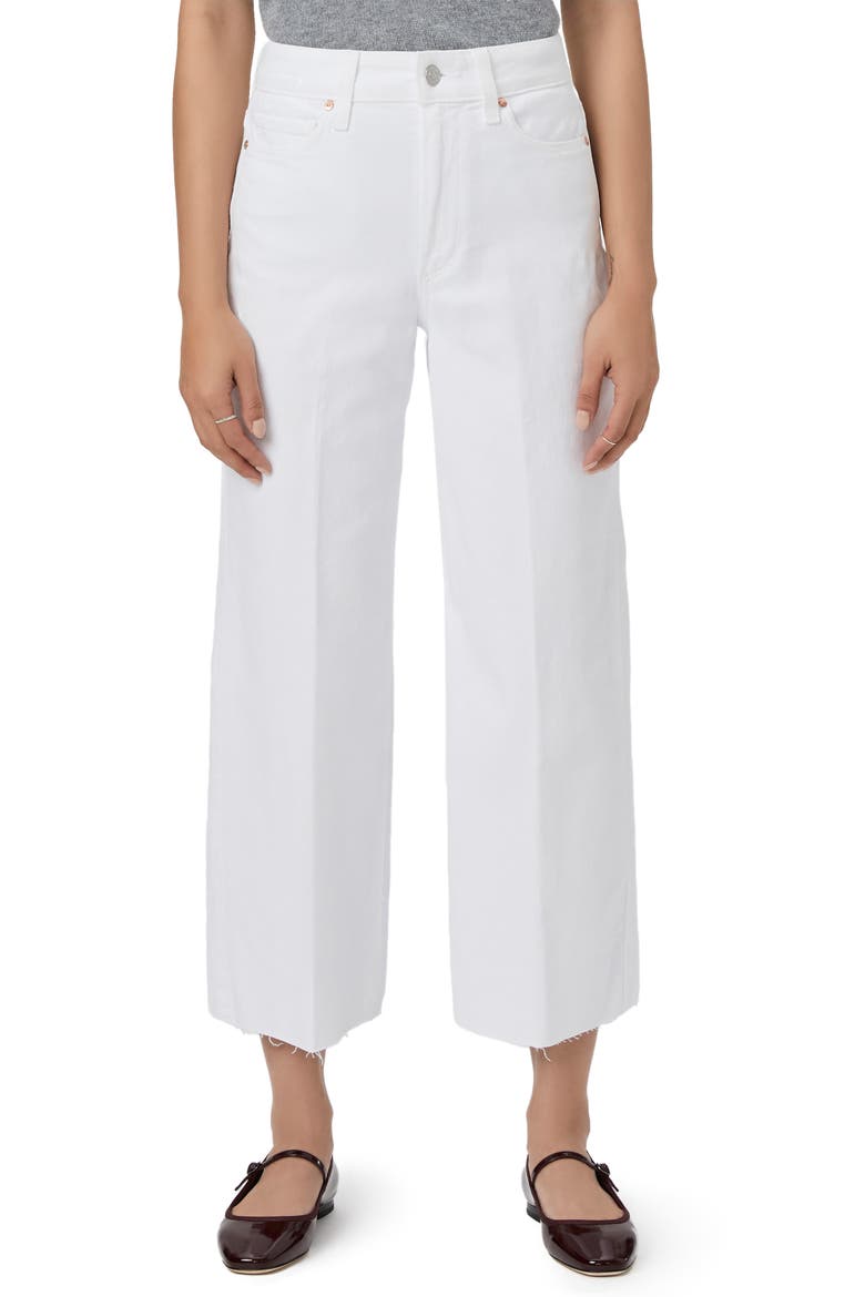 Anessa High Waist Raw Hem Ankle Wide Leg Jeans, Main, color, CRISP WHITE