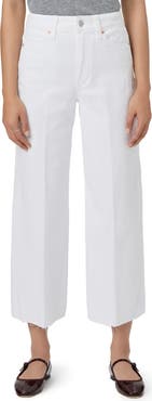 PAIGE Anessa High Waist Raw Hem Ankle Wide Leg Jeans