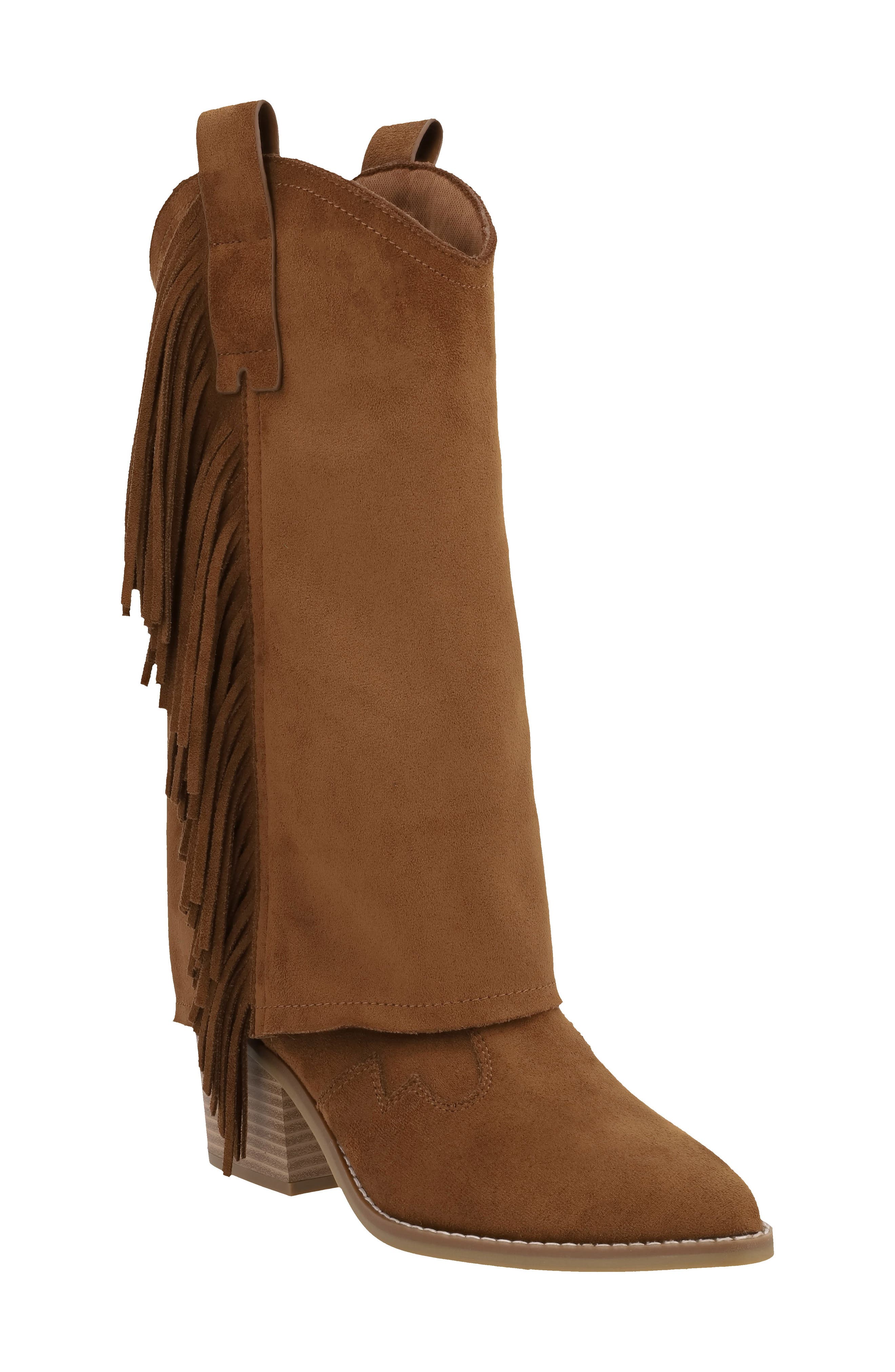Cordell Western Fringe Boot, Main, color, COGNAC