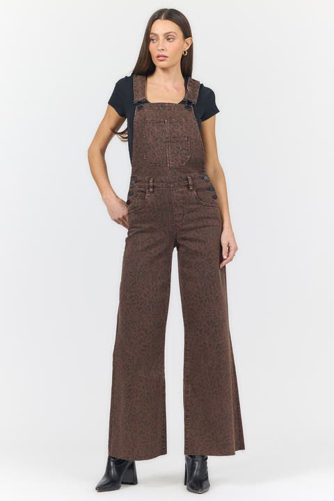 Fiona Leopard Print Overalls Jeans