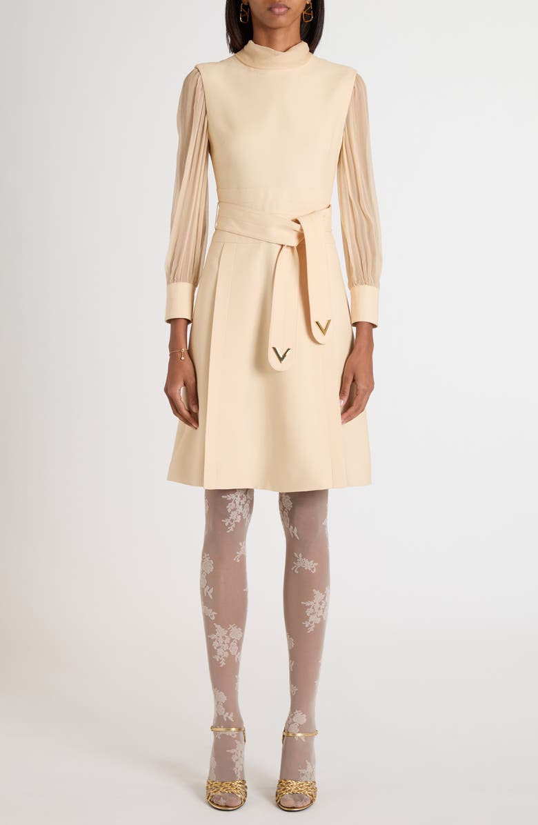 Valentino Garavani V-Detail Crepe Couture Dress, Main, color, Nude