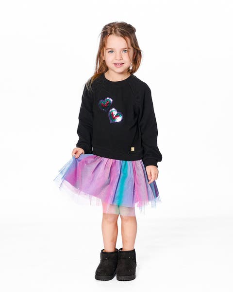 Bi-Material Dress with Mesh Skirt (Little Kid & Big Kid)