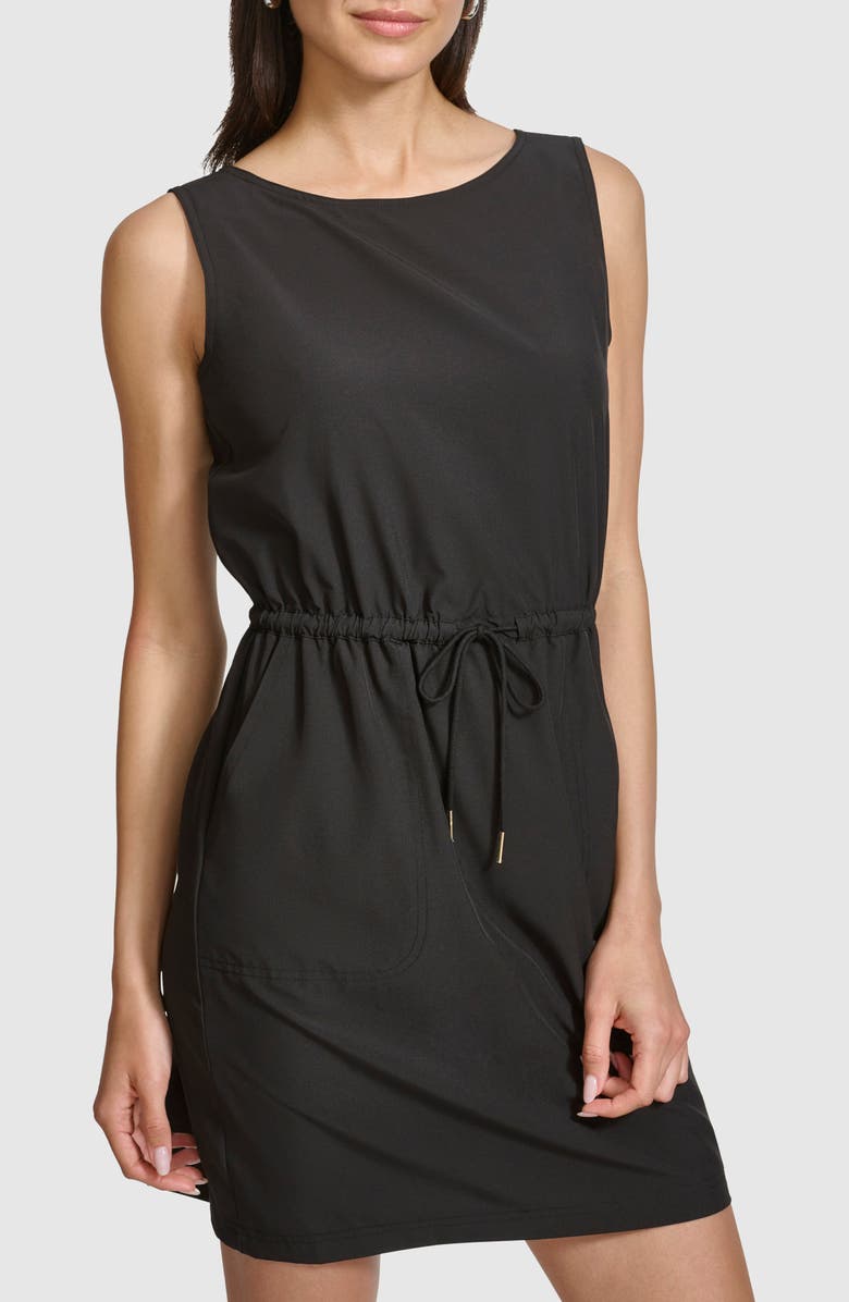 Calvin Klein Commuter Sleeveless Drawstring Waist Sheath Dress, Alternate, color, 