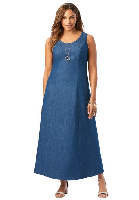 Denim Maxi Dress (Plus Available)