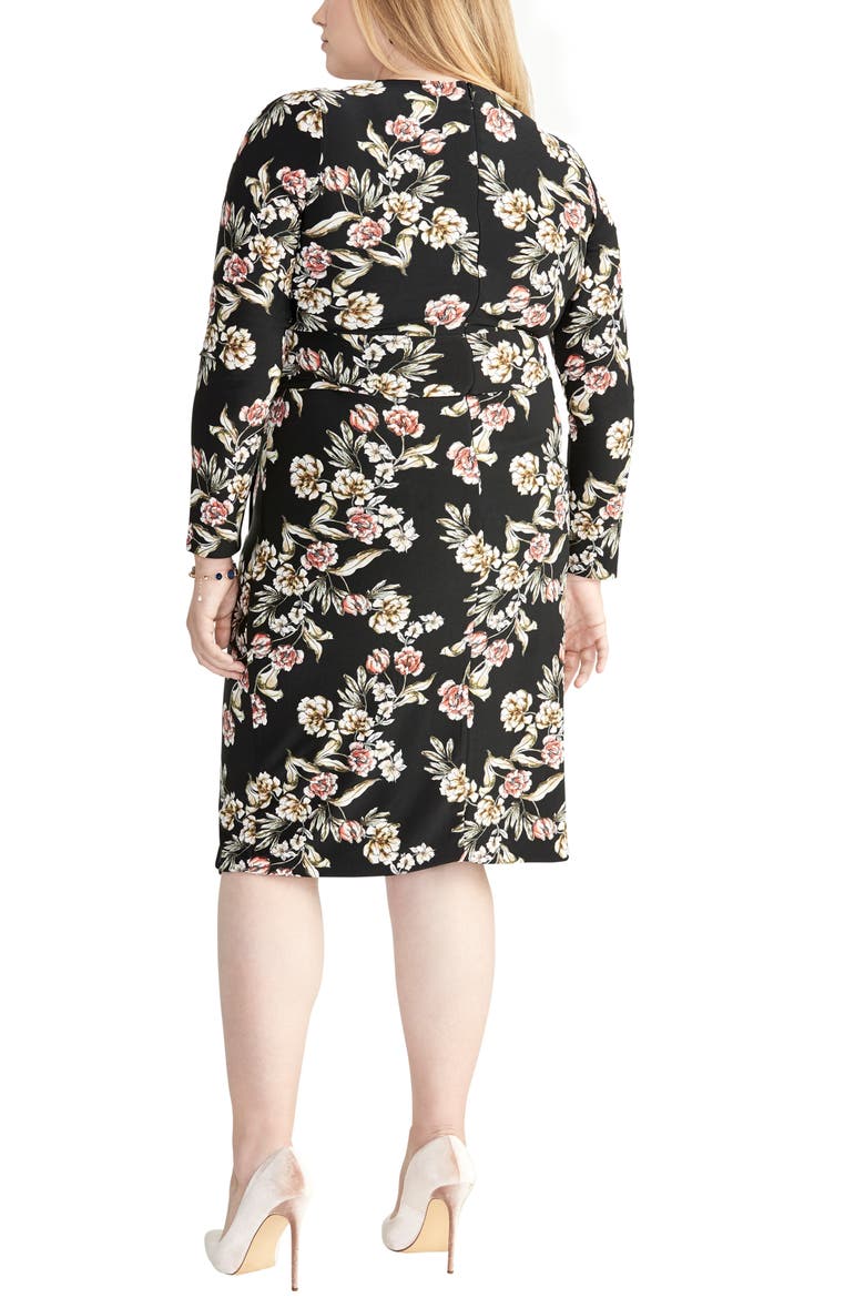 Floral Faux Wrap Dress, Alternate, color, BLACK COMBO