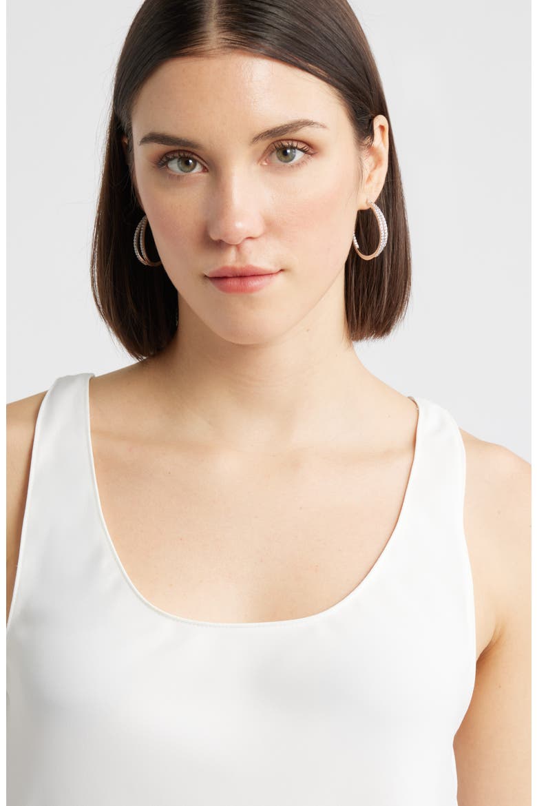 Pavé Double Hoop Earrings, Alternate, color, CLEAR- SILVER