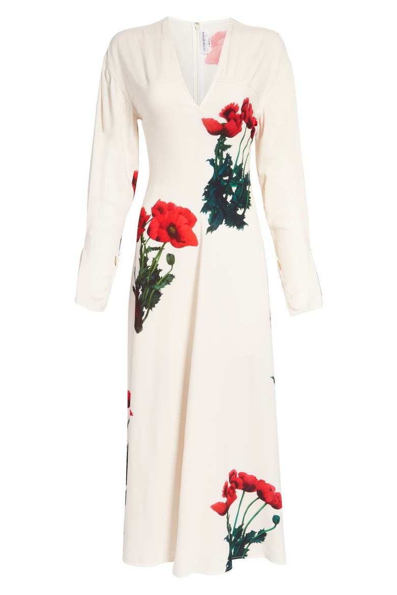 Poppy Print Long Sleeve Cady Maxi Dress, Alternate, color, POPPIES - MULTI