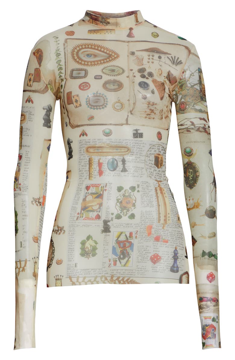 MONSE Victorian Print Body-Con Sheer Top, Alternate, color, 