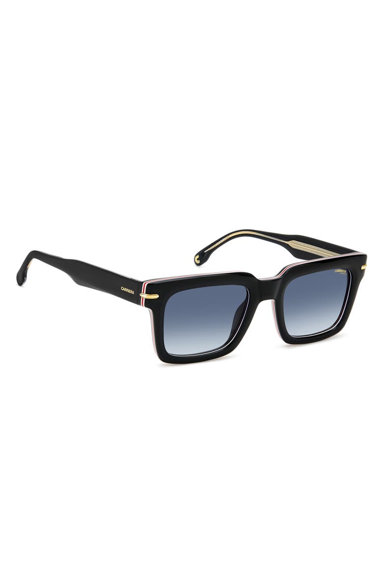 Carrera Eyewear 52mm Rectangular Sunglasses, Alternate, color, Str Black/ Blue Shaded