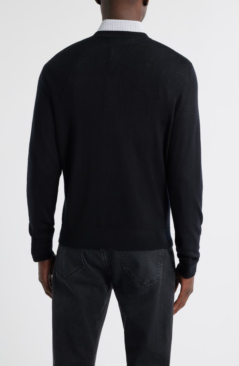 Nordstrom Italian Merino Wool Crewneck Sweater, Alternate, color, Black Caviar