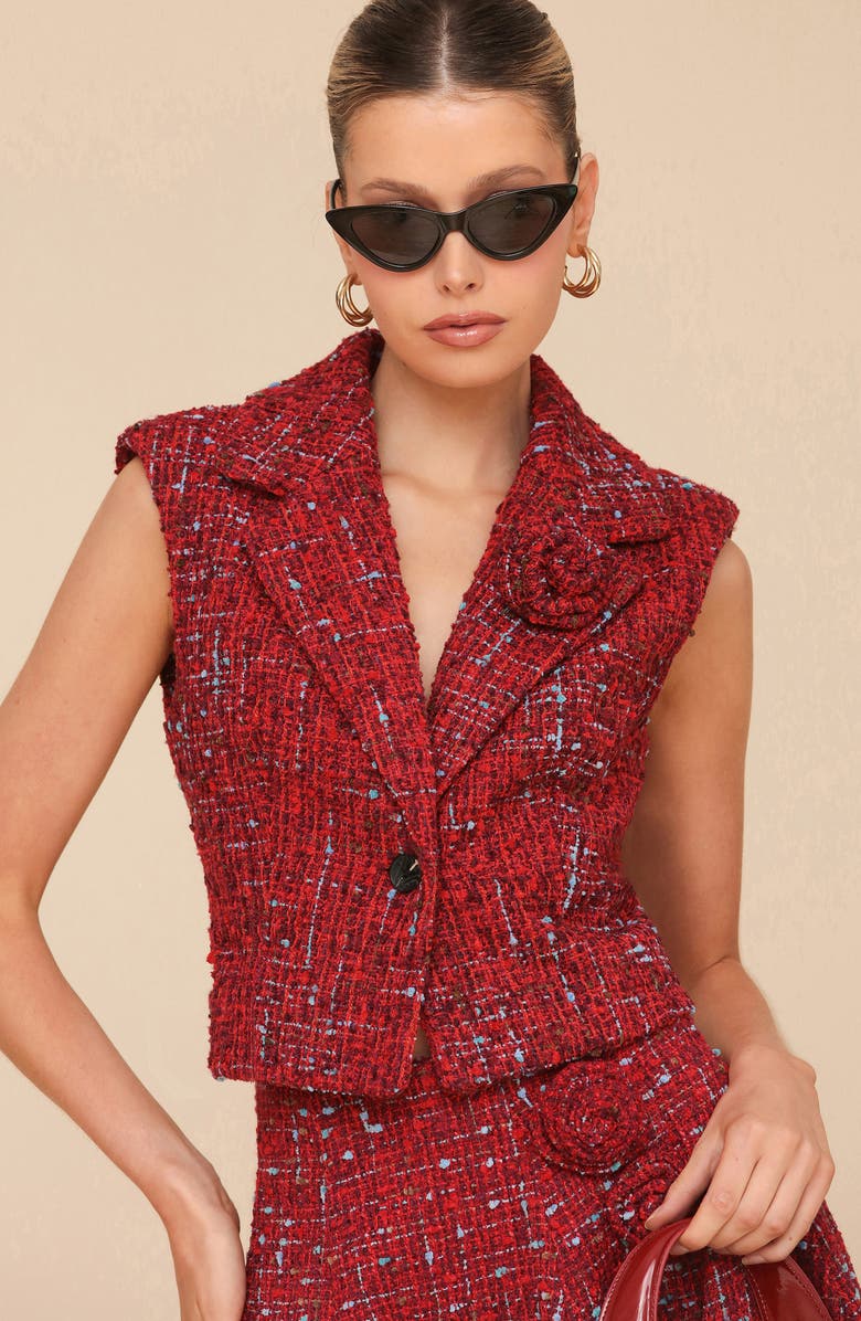 Avec Les Filles Tweed One-Button Vest, Alternate, color, 