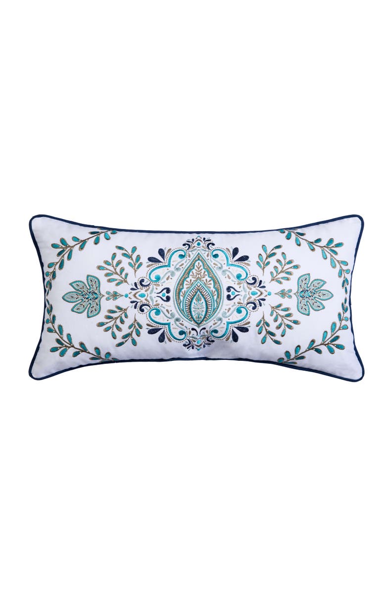 C&F Home Bailey Medallion Embroidered Throw Pillow, 12" x 24", Main, color, Blue