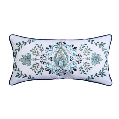 Bailey Medallion Embroidered Throw Pillow, 12" x 24"