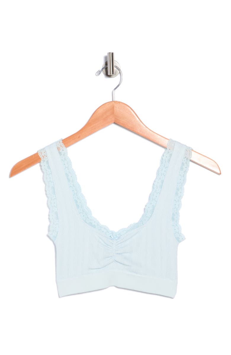 Florence by Mills Ruched Longline Bralette, Main, color, Delicate Blue