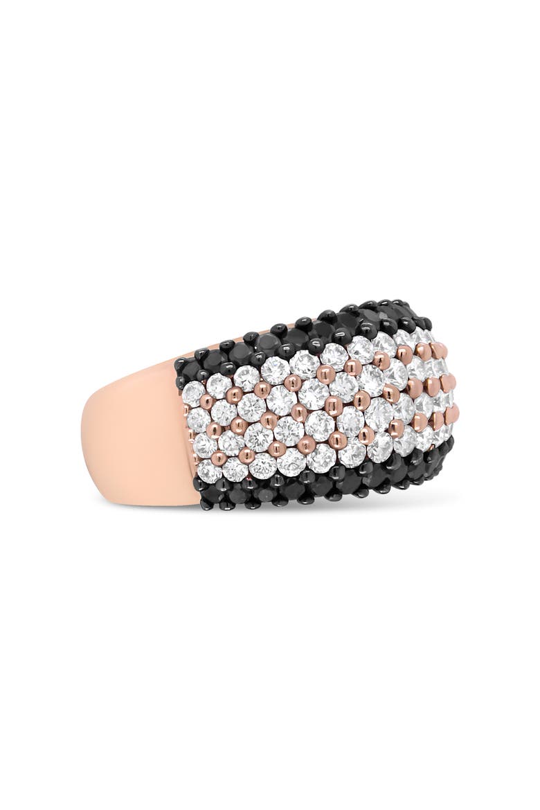 18K Rose Gold 2 1/5 Cttw Black and White Diamond 6 Row Band Ring, Alternate, color, Pink