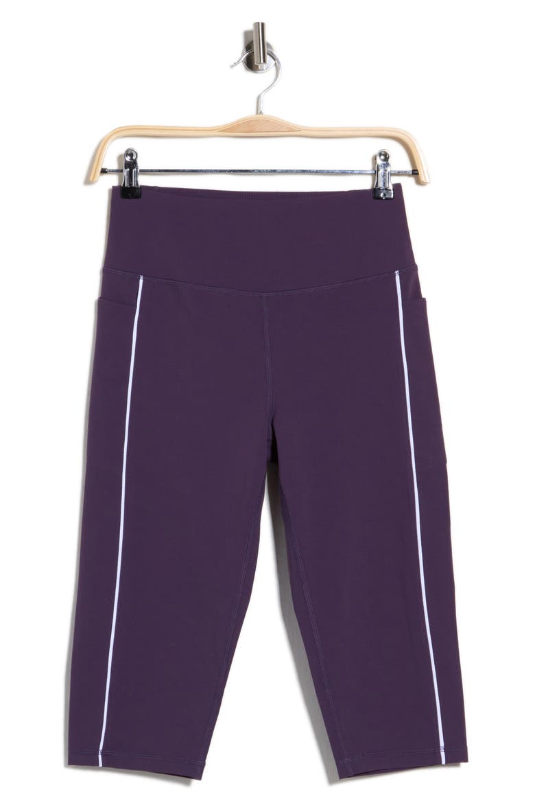 Perform High Waist Piped Capri Leggings, Alternate, color, PURPLE NIGHT