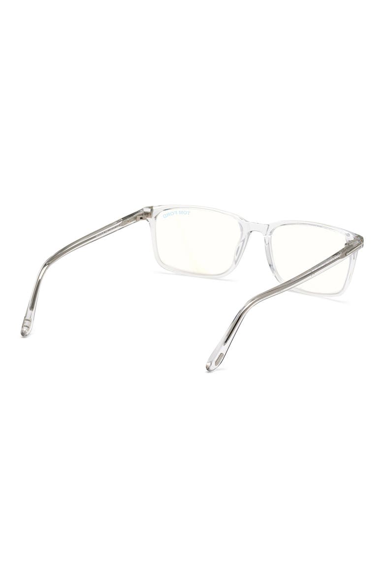 56mm Rectangular Blue Light Blocking Optical Glasses, Alternate, color, CRYSTAL PALLADIUM / T LOGO