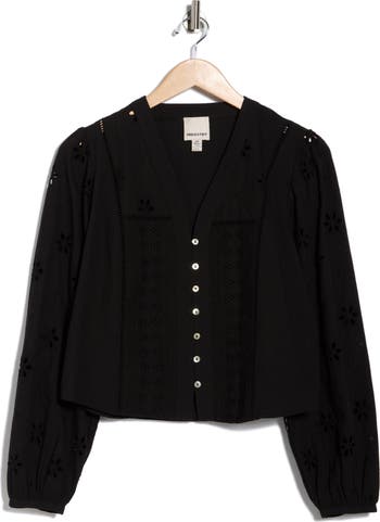 Button Front Eyelet Shirt
