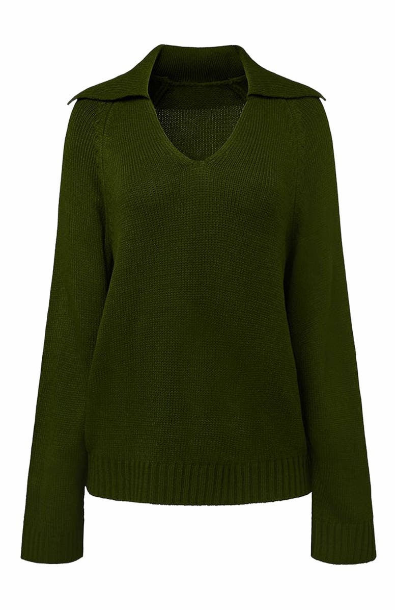WeWoreWhat Collar V Neck Sweater, Main, color, 