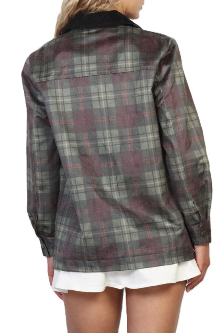 Waxed Coated Plaid Barn Jacket, Alternate, color, OLIVE PLAID