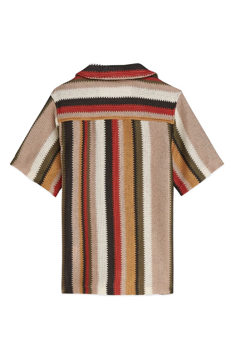 Scotch & Soda Kids' Stripe Knit Button-Up Shirt, Alternate, color, Multi Color Stripe