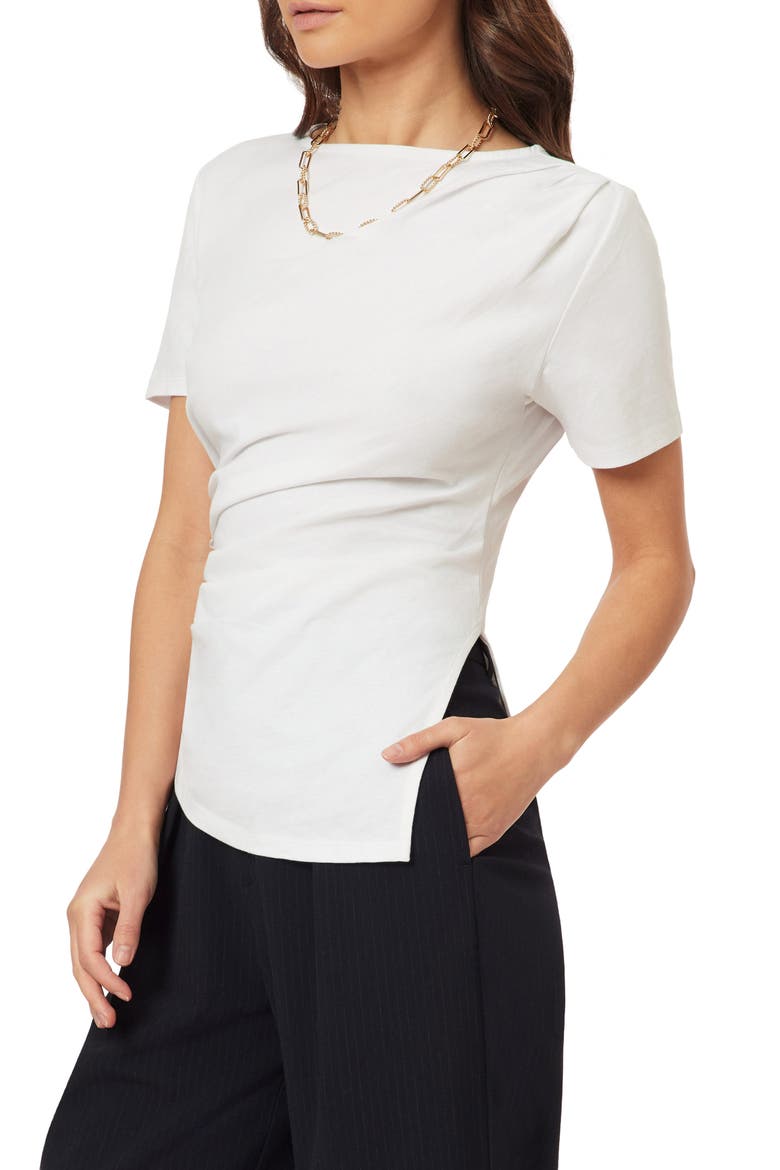 Gathered Asymmetric Tee, Alternate, color, BRILLIANT WHITE