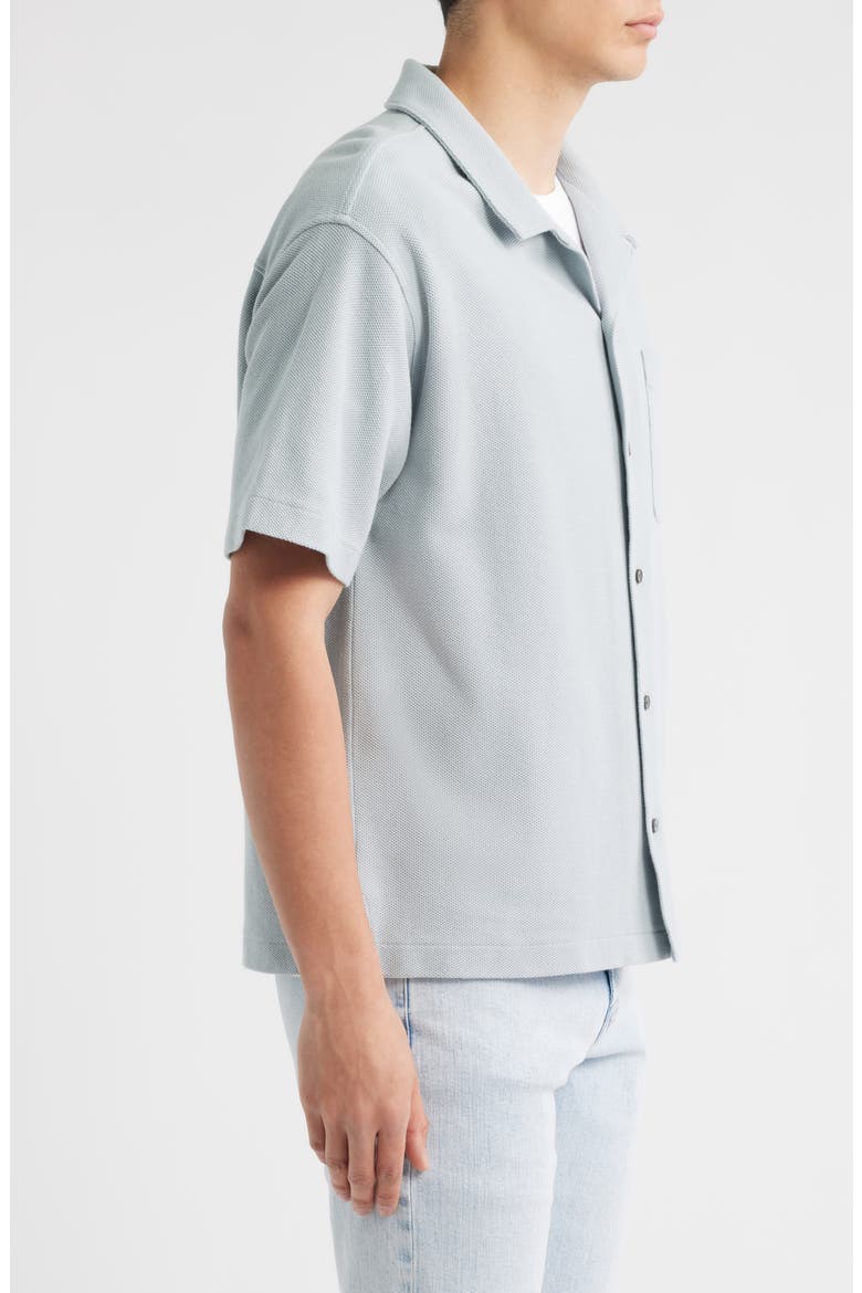 Relaxed Jacquard Camp Shirt, Alternate, color, GREY BLUE