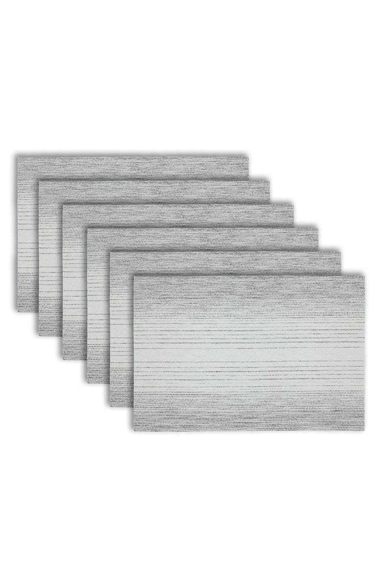 DAINTY HOME Set of 6 Vinyl Placemats, Alternate, color, Ombre Stripe Silver