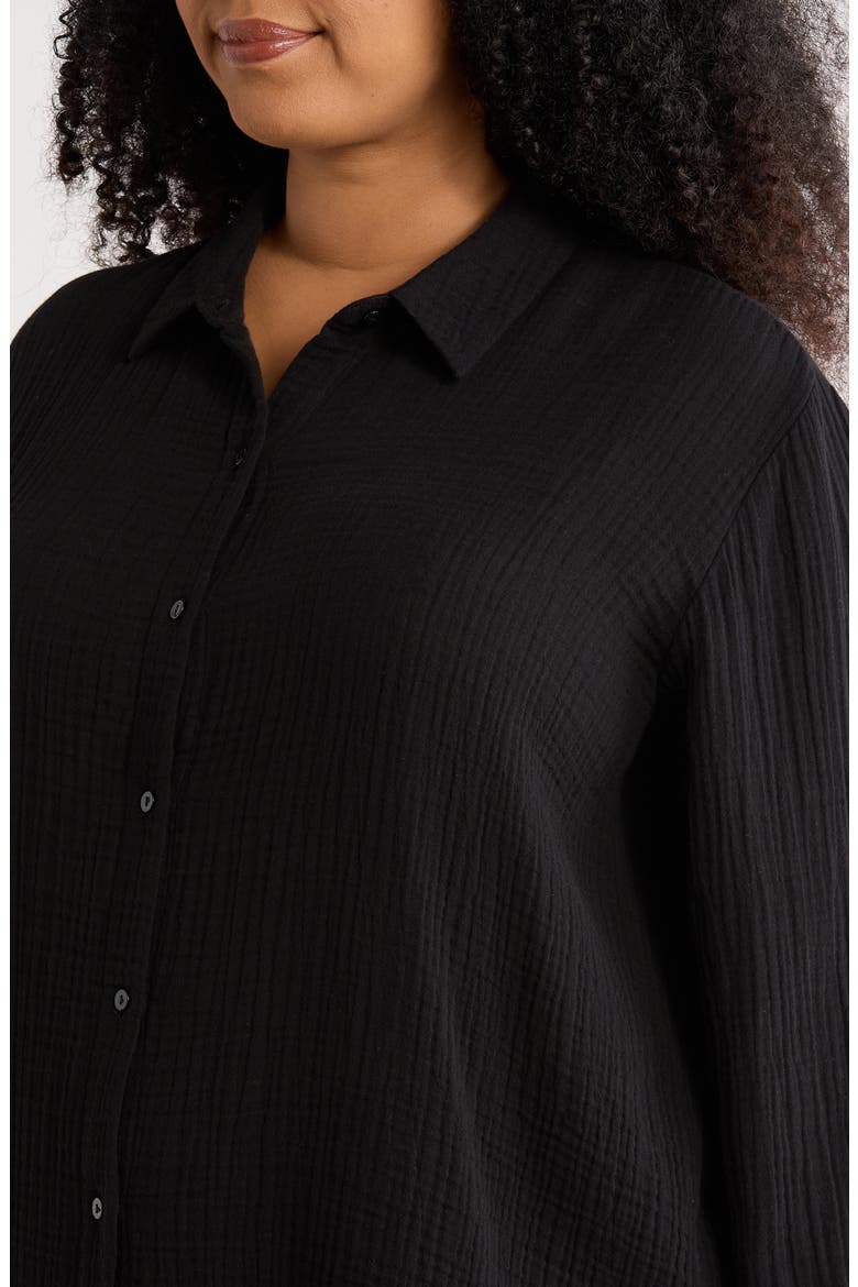 Classic Collar Easy Organic Cotton Button-Up Shirt, Alternate, color, BLACK