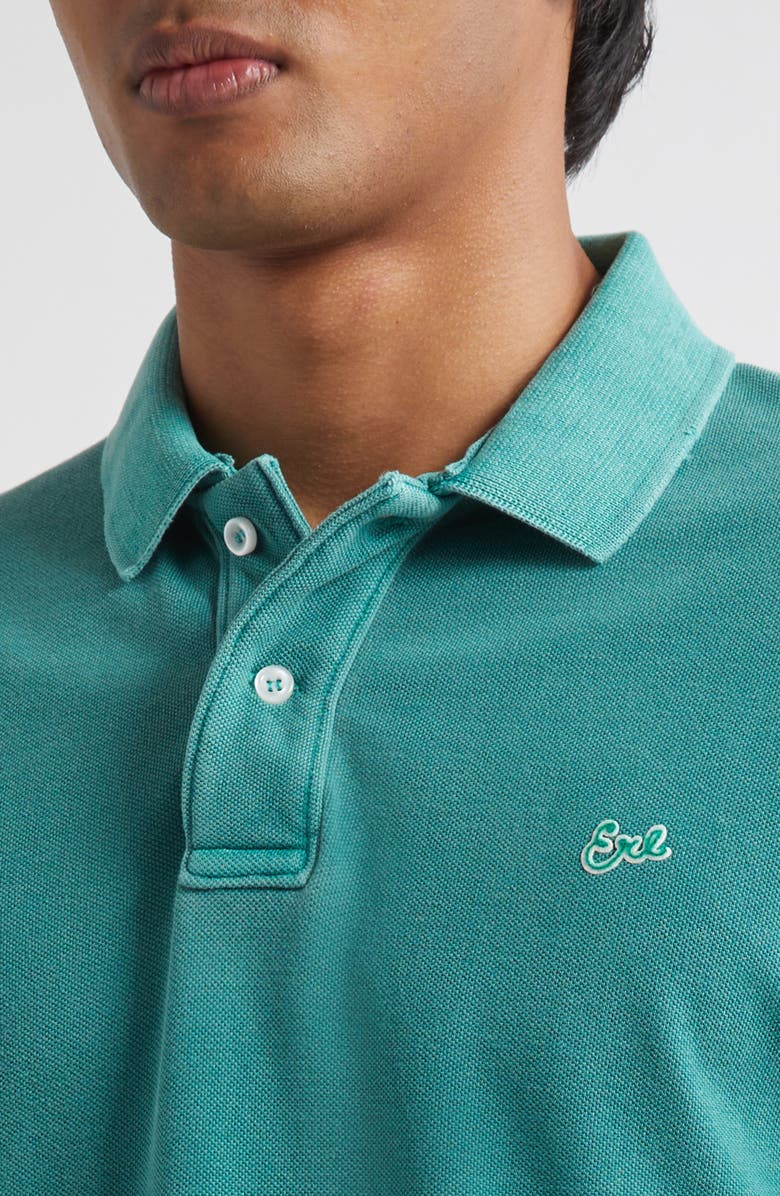 ERL Gender Inclusive Logo Embroidered Polo, Alternate, color, Blue Green