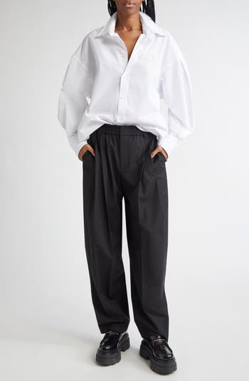 Alexander Wang Embroidered Logo Oversize Button-Up Shirt