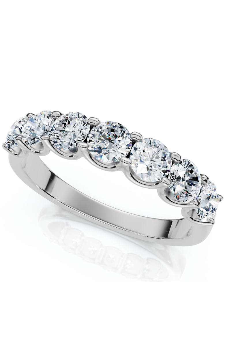 1Ct TW Diamond U Prong 7-Stone Wedding Ring 14k Gold or Platinum Lab Grown, Alternate, color, 14k White Gold