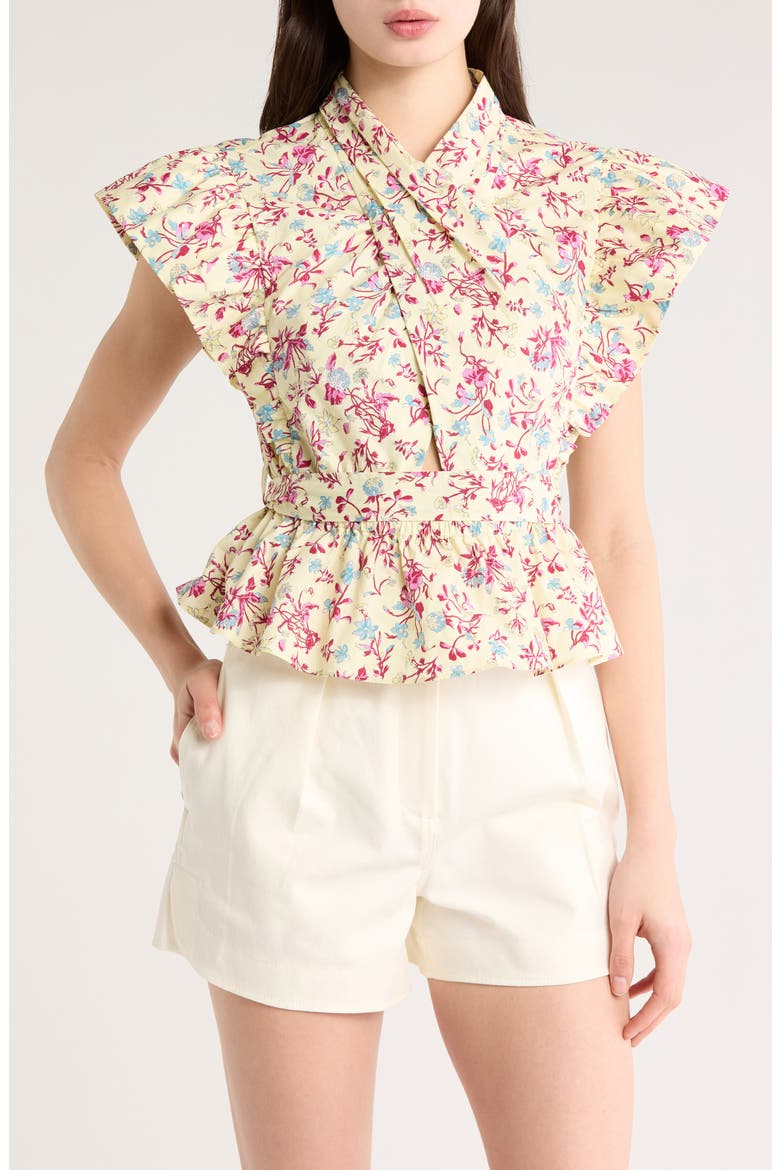 Brynn Ruffle Wrap Top, Main, color, BUTTERMILK MULTI