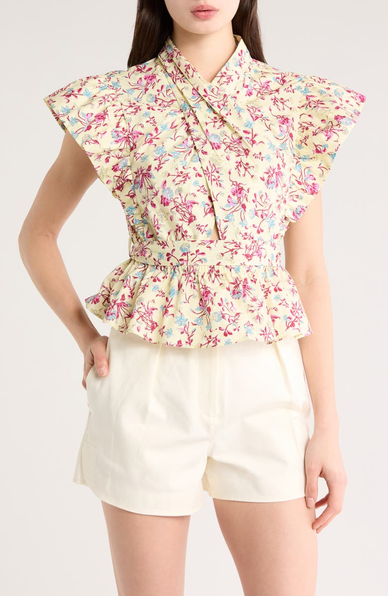 Derek Lam 10 Crosby Brynn Ruffle Wrap Top, Main, color, 