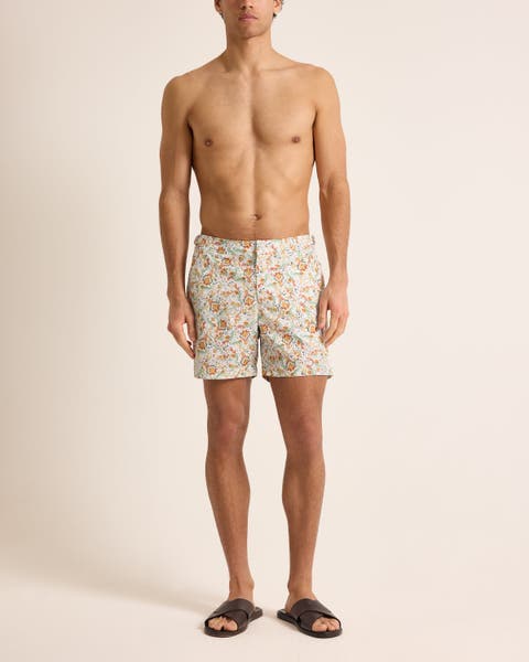 Bulldog Mid-Length Classic Fit Swim Shorts With Fairground Print