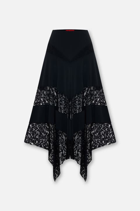 Daydreamers Asymmetric Lace Detail Skirt