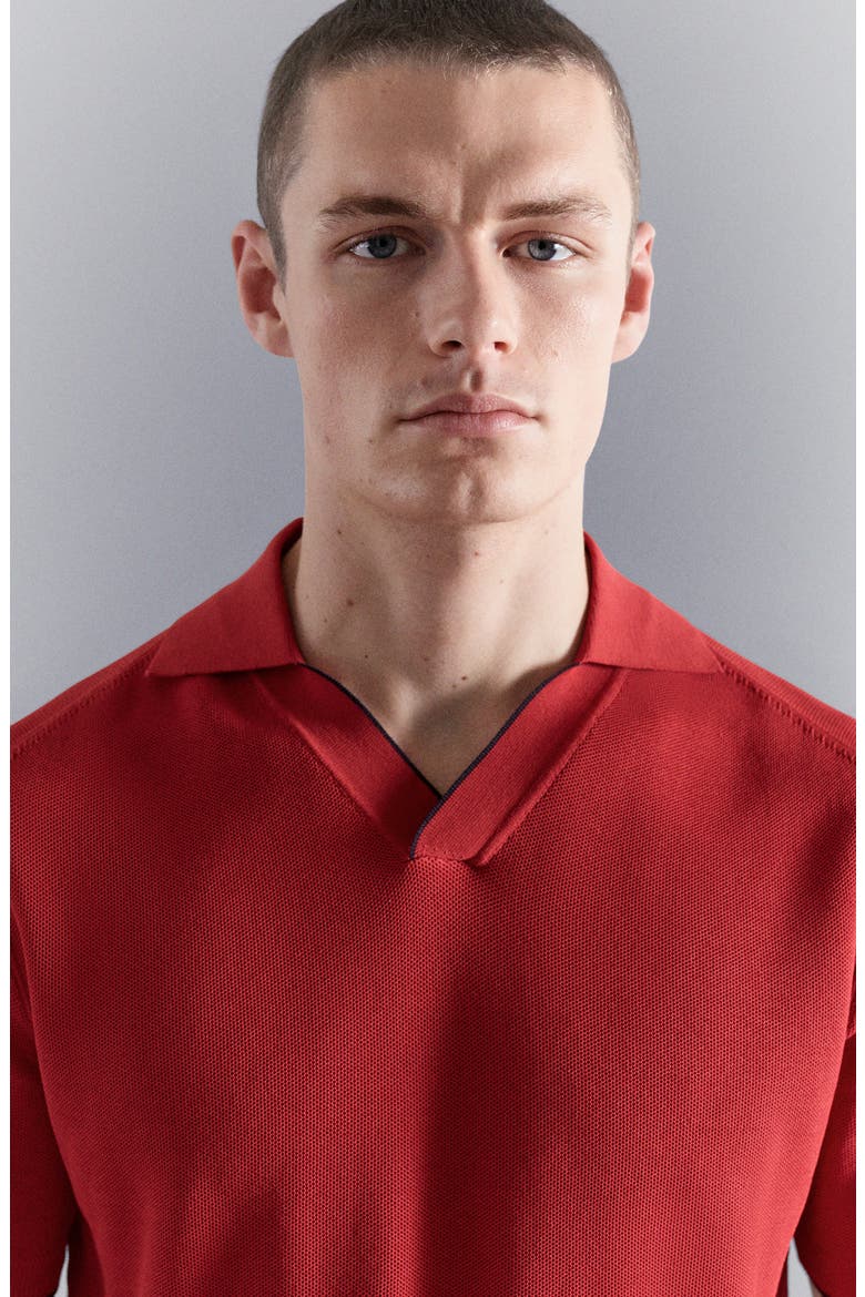 Contrast Trim Piqué Polo, Alternate, color, RED